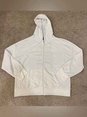 Bebe Fleece Woven Zip Up Hoodie